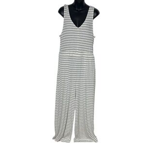American eagle women’s xl jumpsuit striped ribbed heathered tie back new